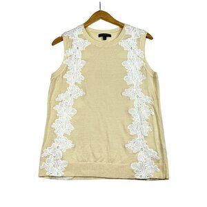 Banana‎ Republic Merino Wool Sleeveless Embroidered Top sz Large Yellow